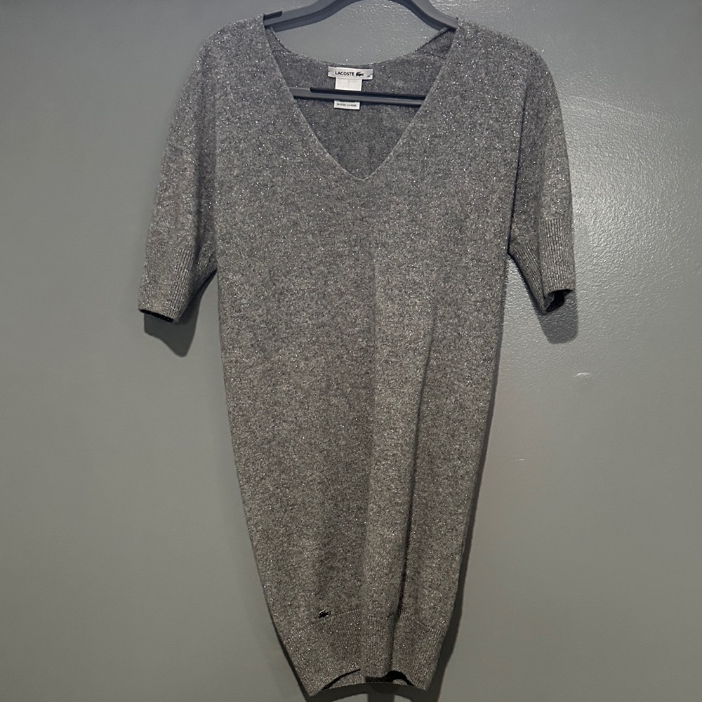Lacoste Sparkly Gray Knit Sweater Dreas